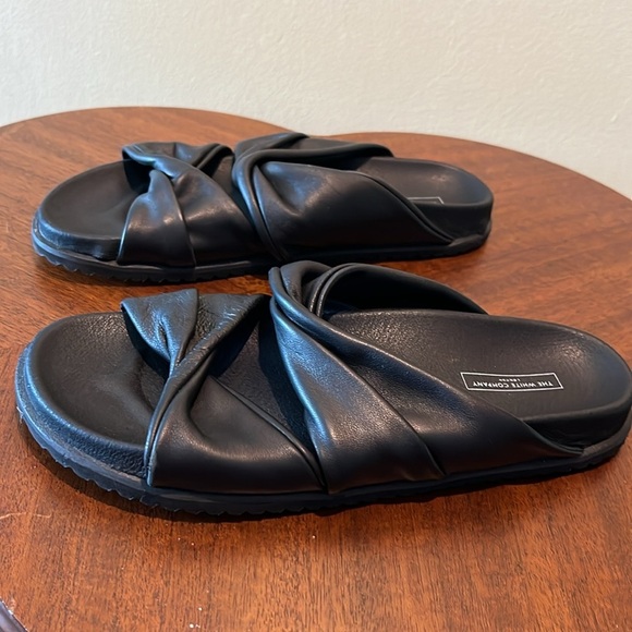 The White Co. London  slides  sandals  black leather  Double twist top Size 37 6 - Picture 6 of 11